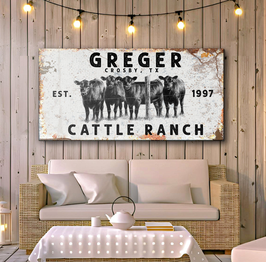 Personalized Cattle Ranch Canvas Sign