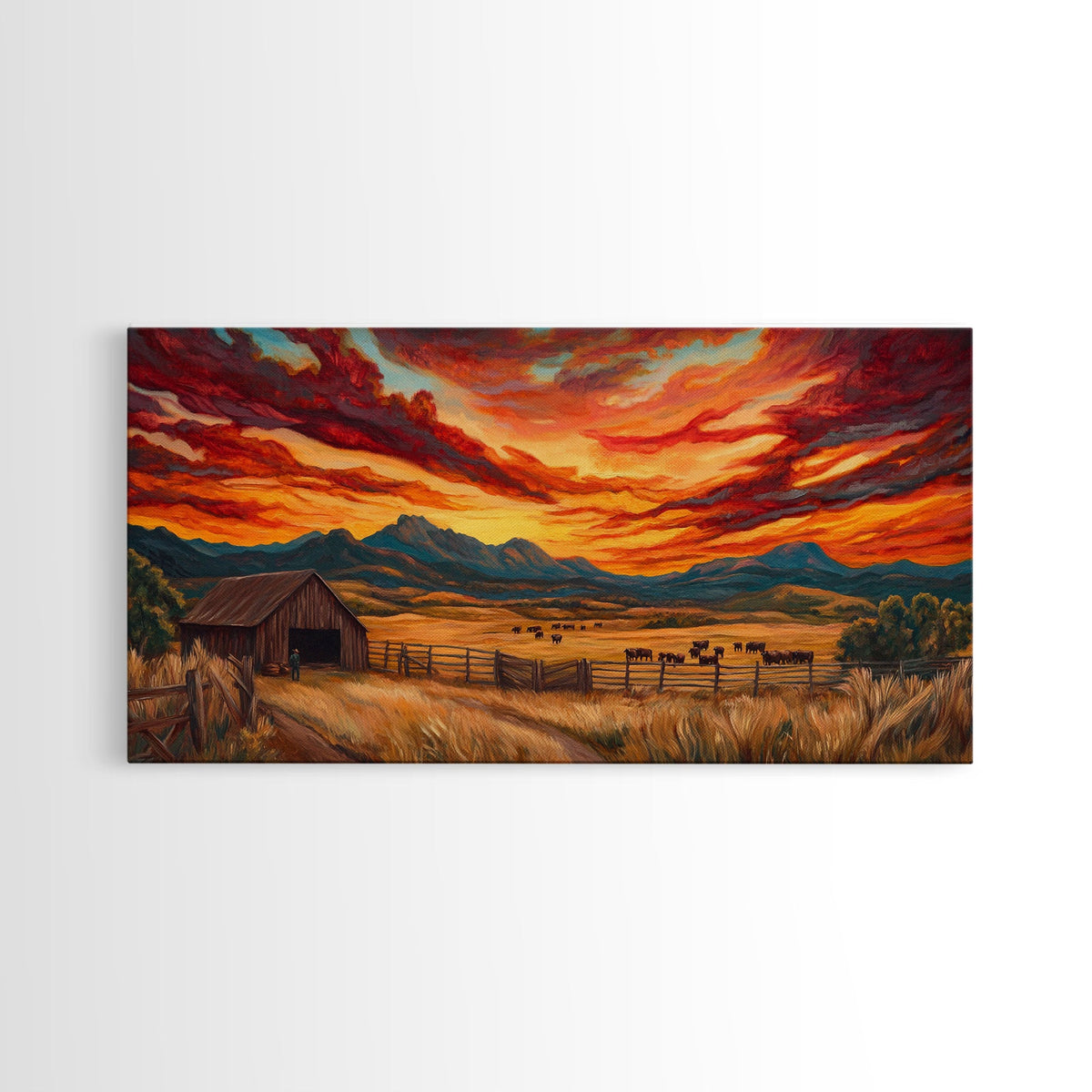 Sunset Ranch Western Canvas