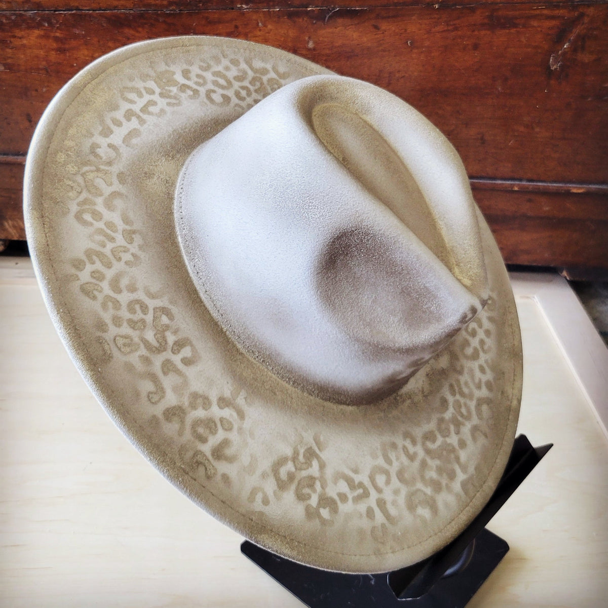 Hand-Painted Leopard Cowgirl Hat