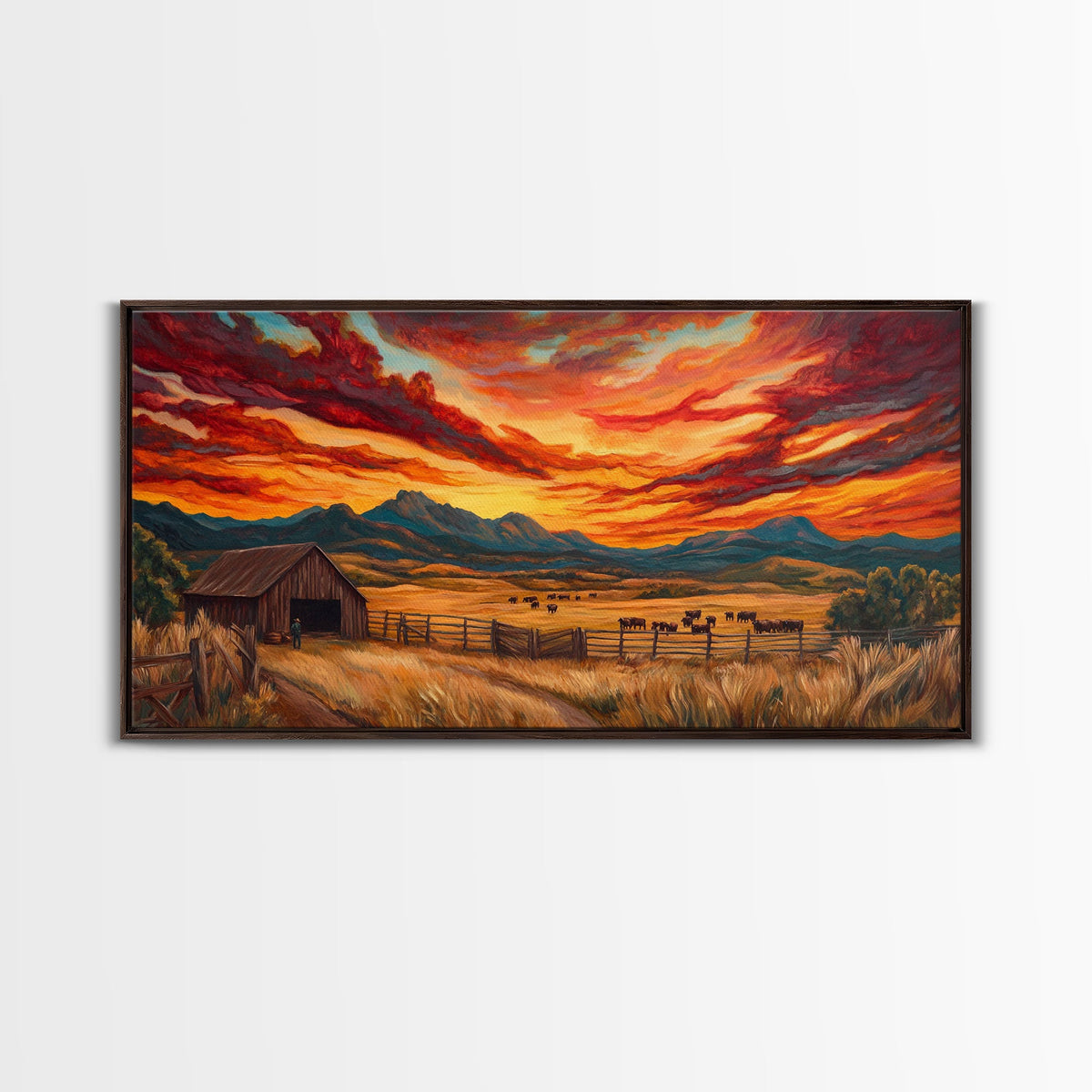Sunset Ranch Western Canvas