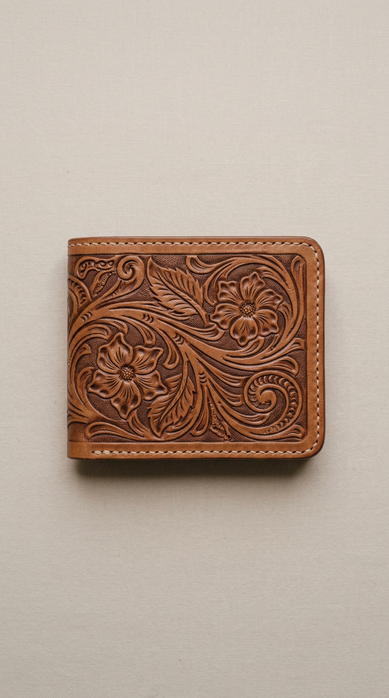 Hand-Stitched Western Motif Wallet