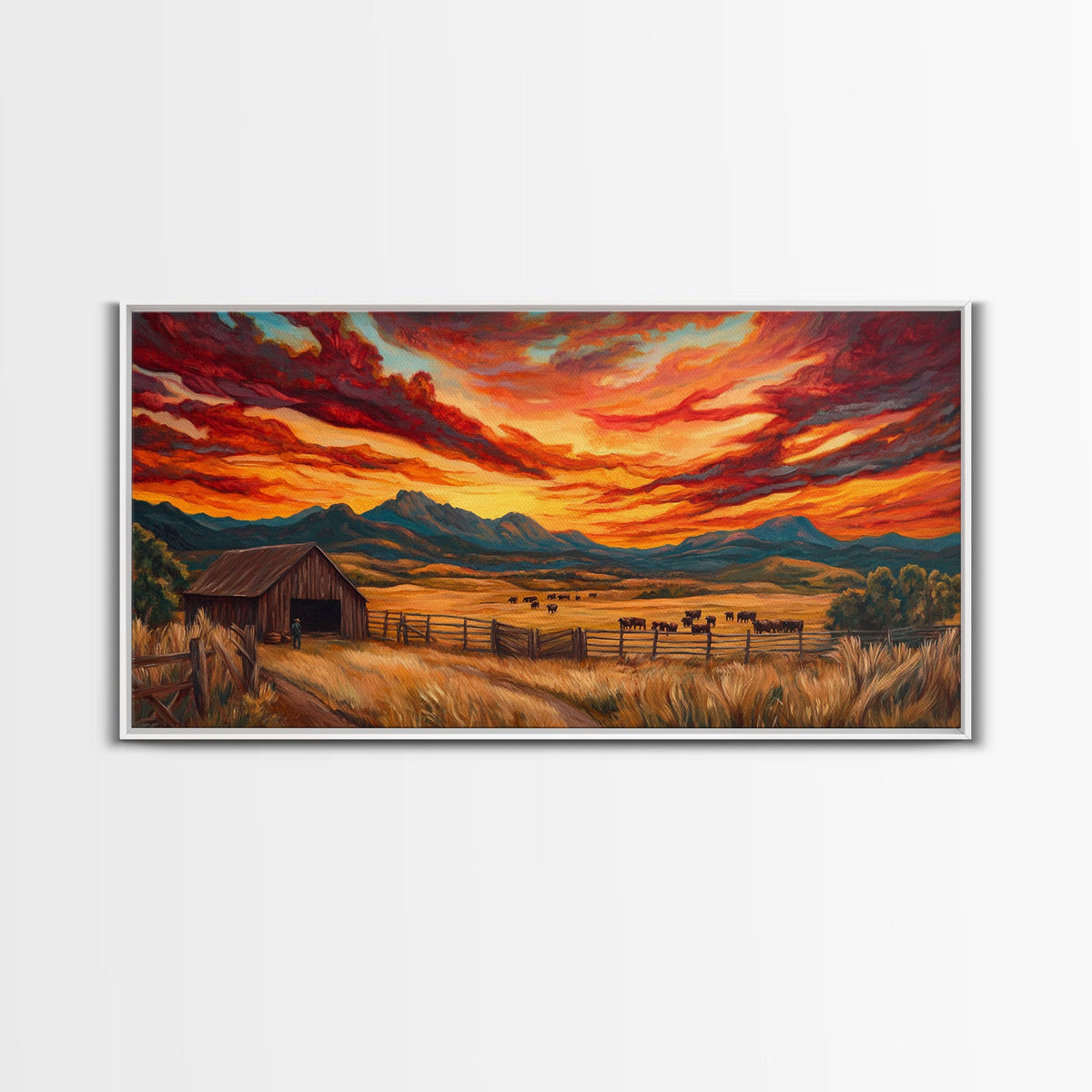 Sunset Ranch Western Canvas