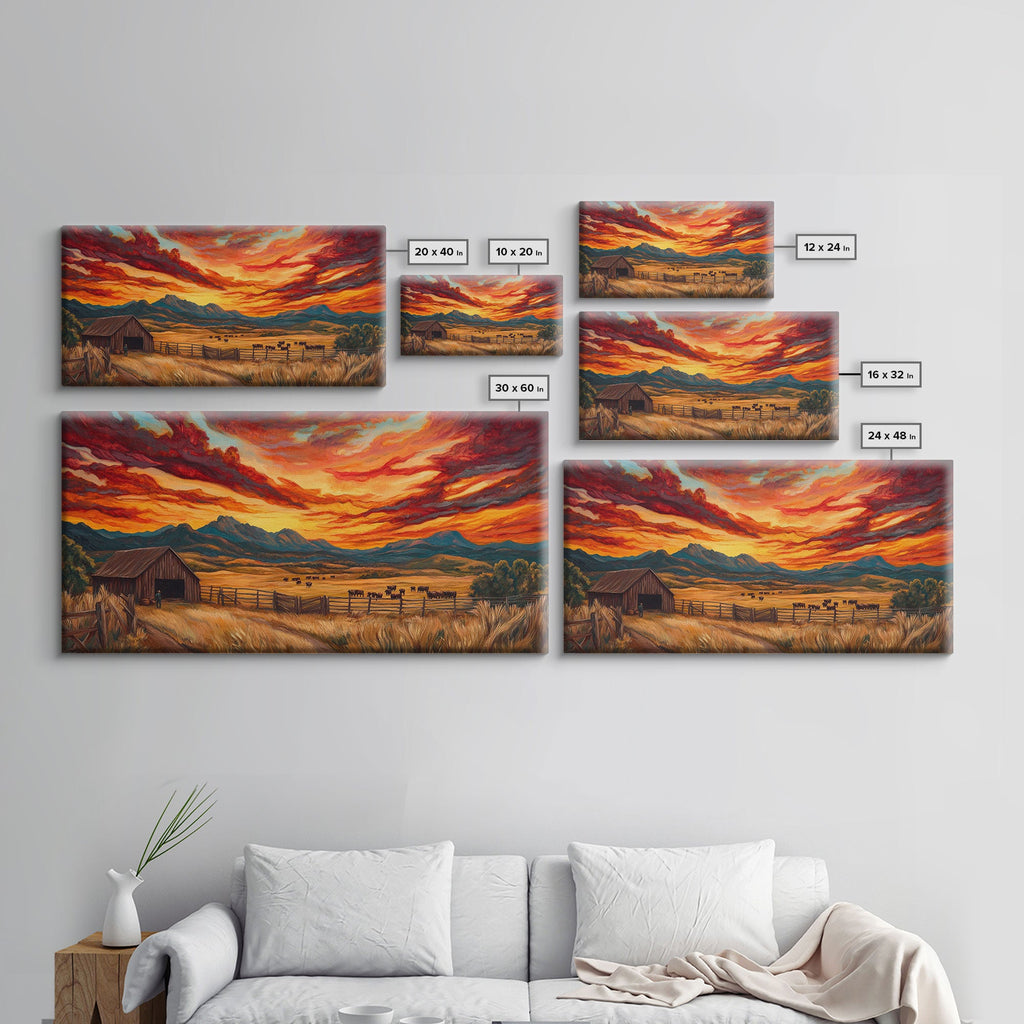 Sunset Ranch Western Canvas