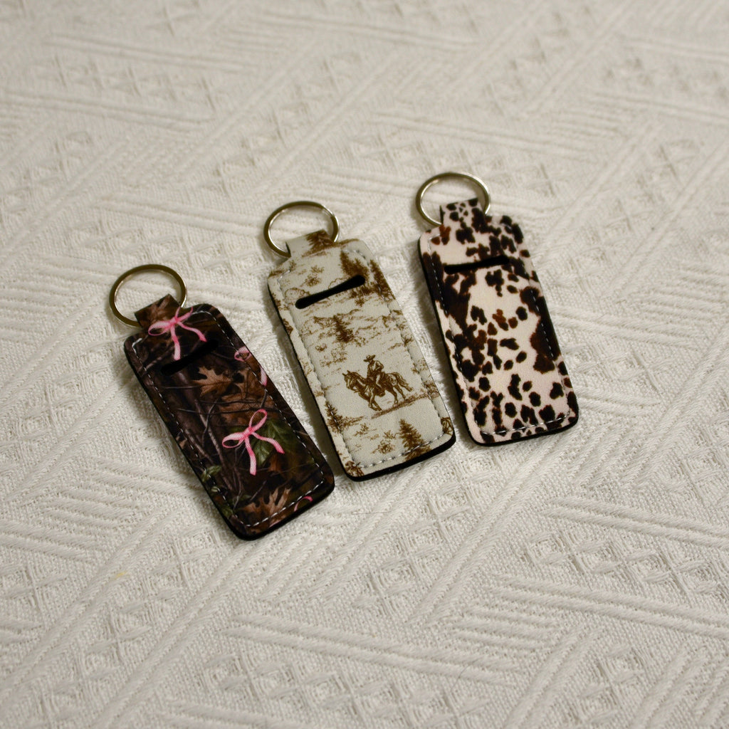 Western Chapstick Holder Keychain
