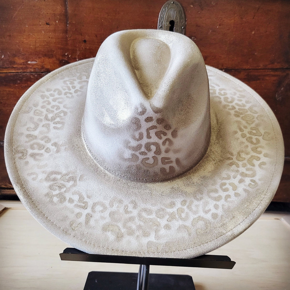 Hand-Painted Leopard Cowgirl Hat