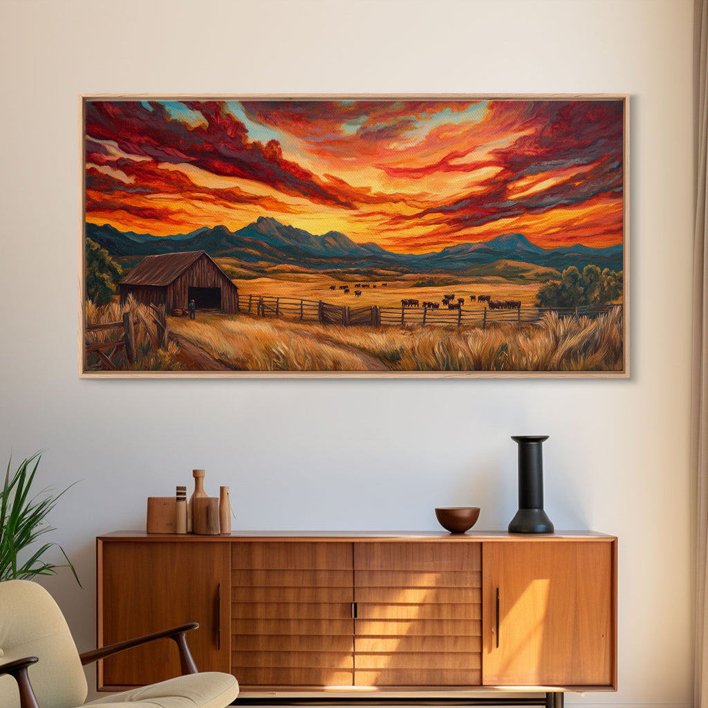 Sunset Ranch Western Canvas