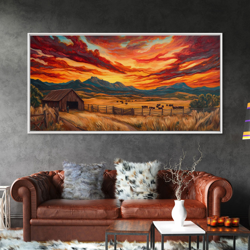 Sunset Ranch Western Canvas
