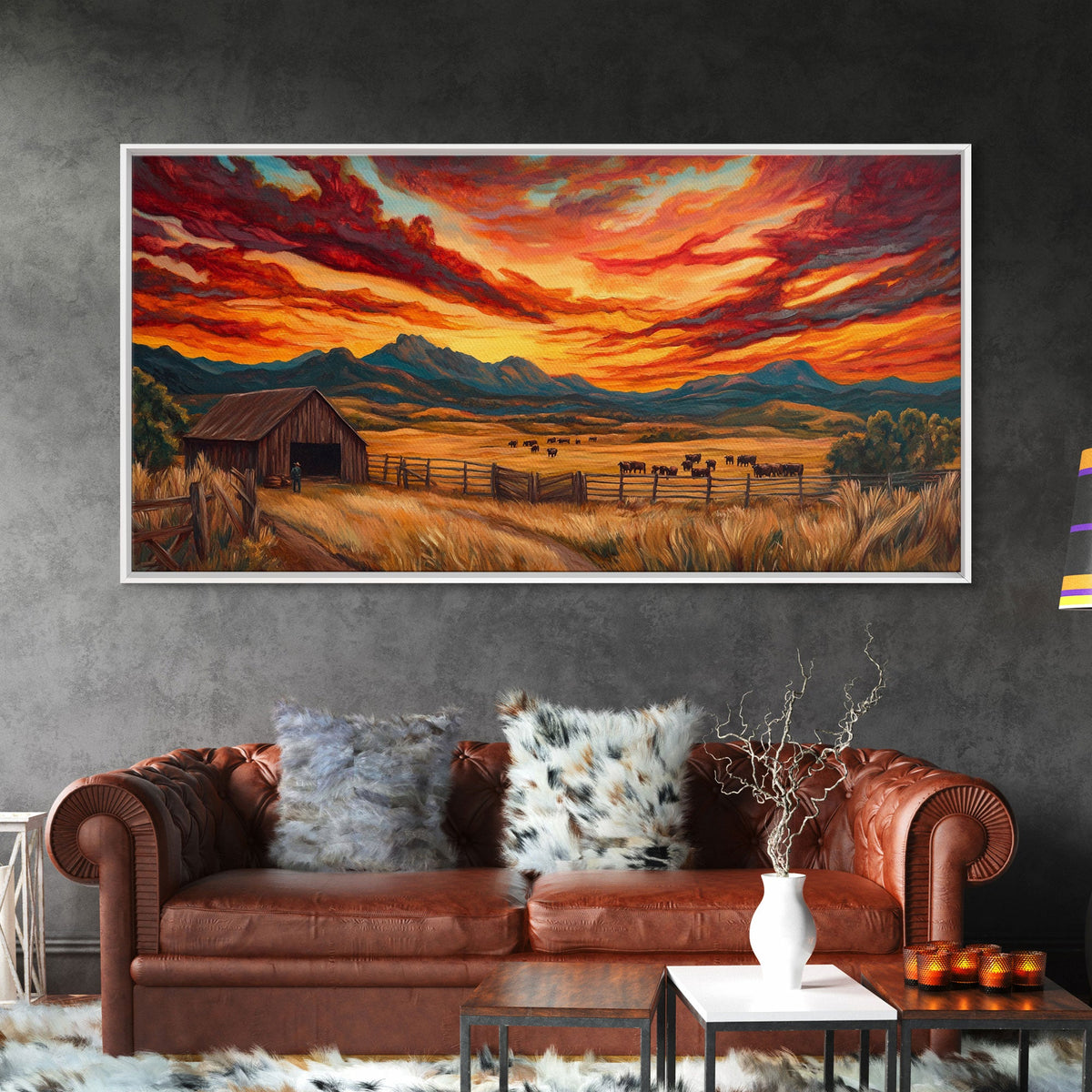 Sunset Ranch Western Canvas