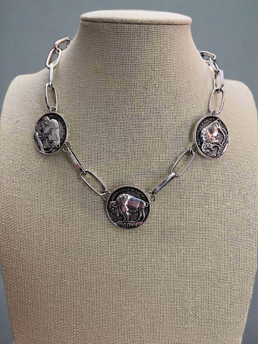 Buffalo Coin Choker & Earring Set
