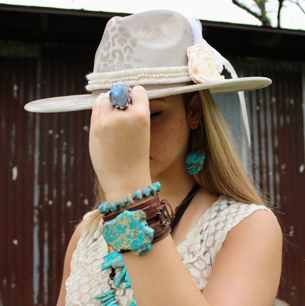 Hand-Painted Leopard Cowgirl Hat