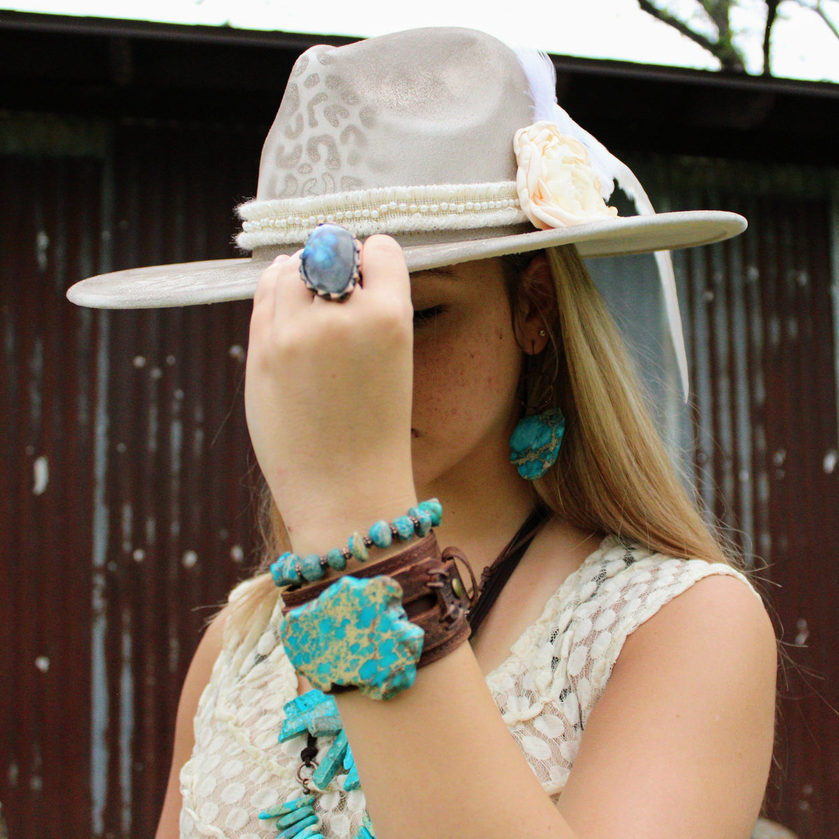 Hand-Painted Leopard Cowgirl Hat
