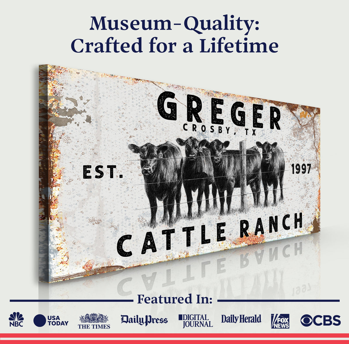Personalized Cattle Ranch Canvas Sign
