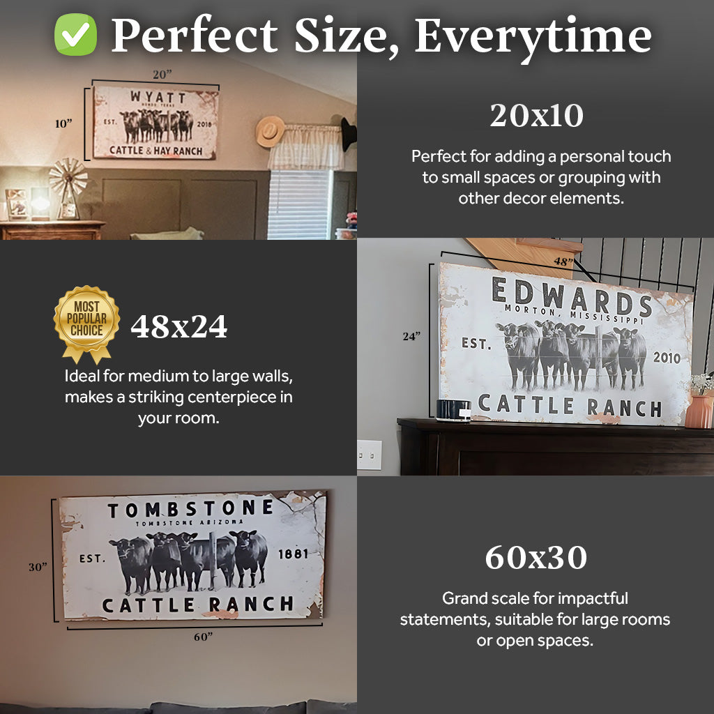 Personalized Cattle Ranch Canvas Sign