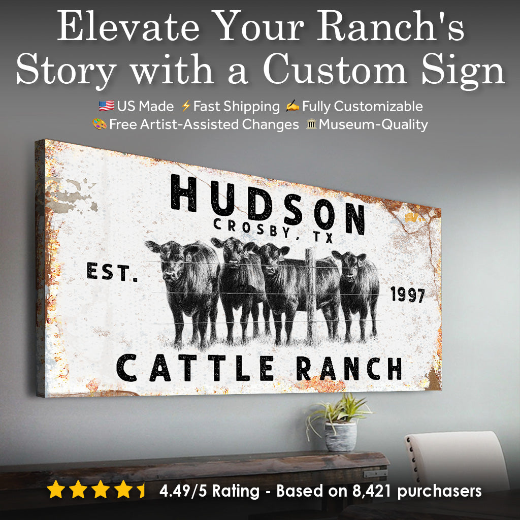 Personalized Cattle Ranch Canvas Sign