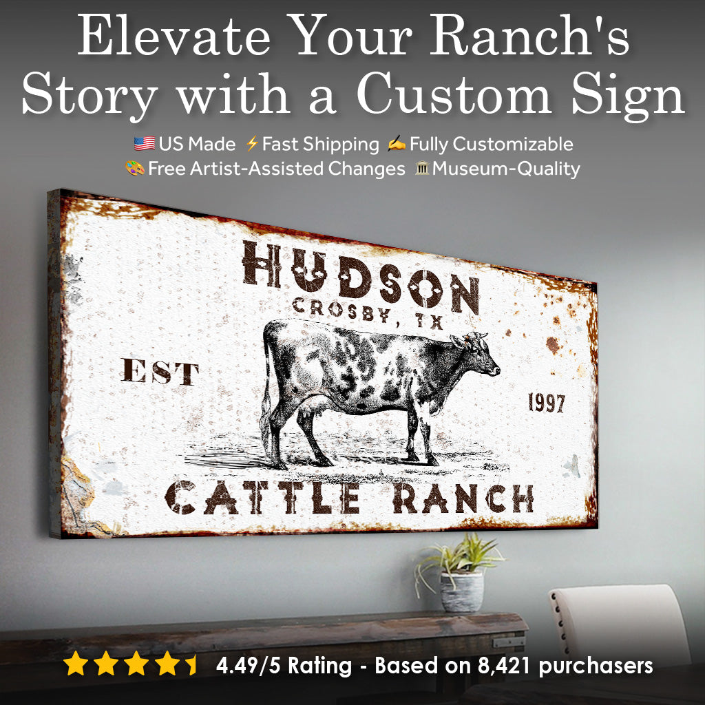 Personalized Cattle Ranch Canvas Sign