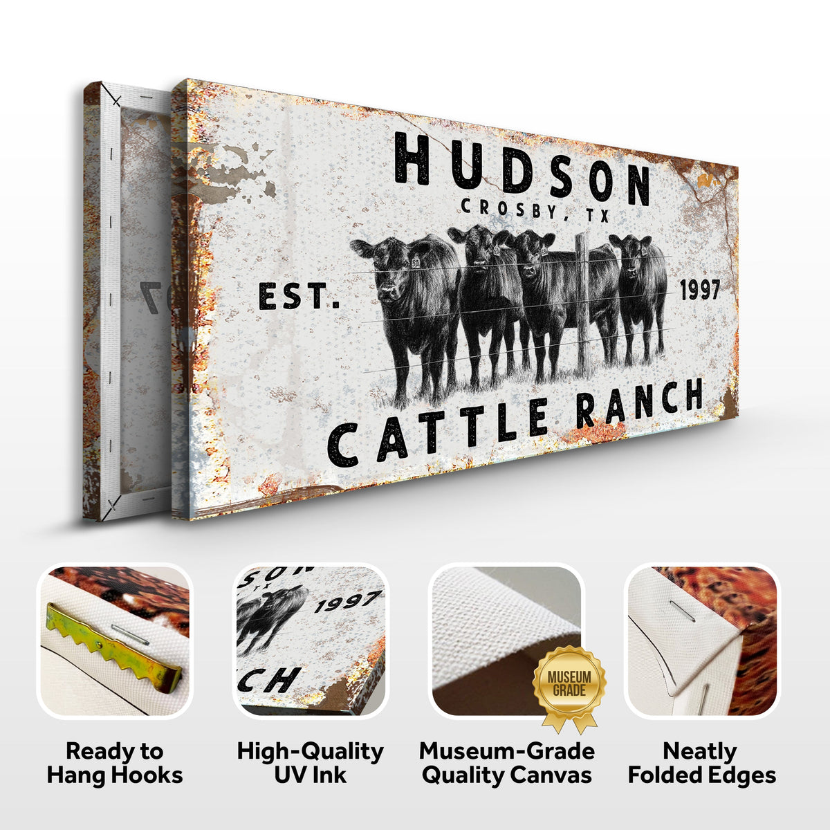 Personalized Cattle Ranch Canvas Sign