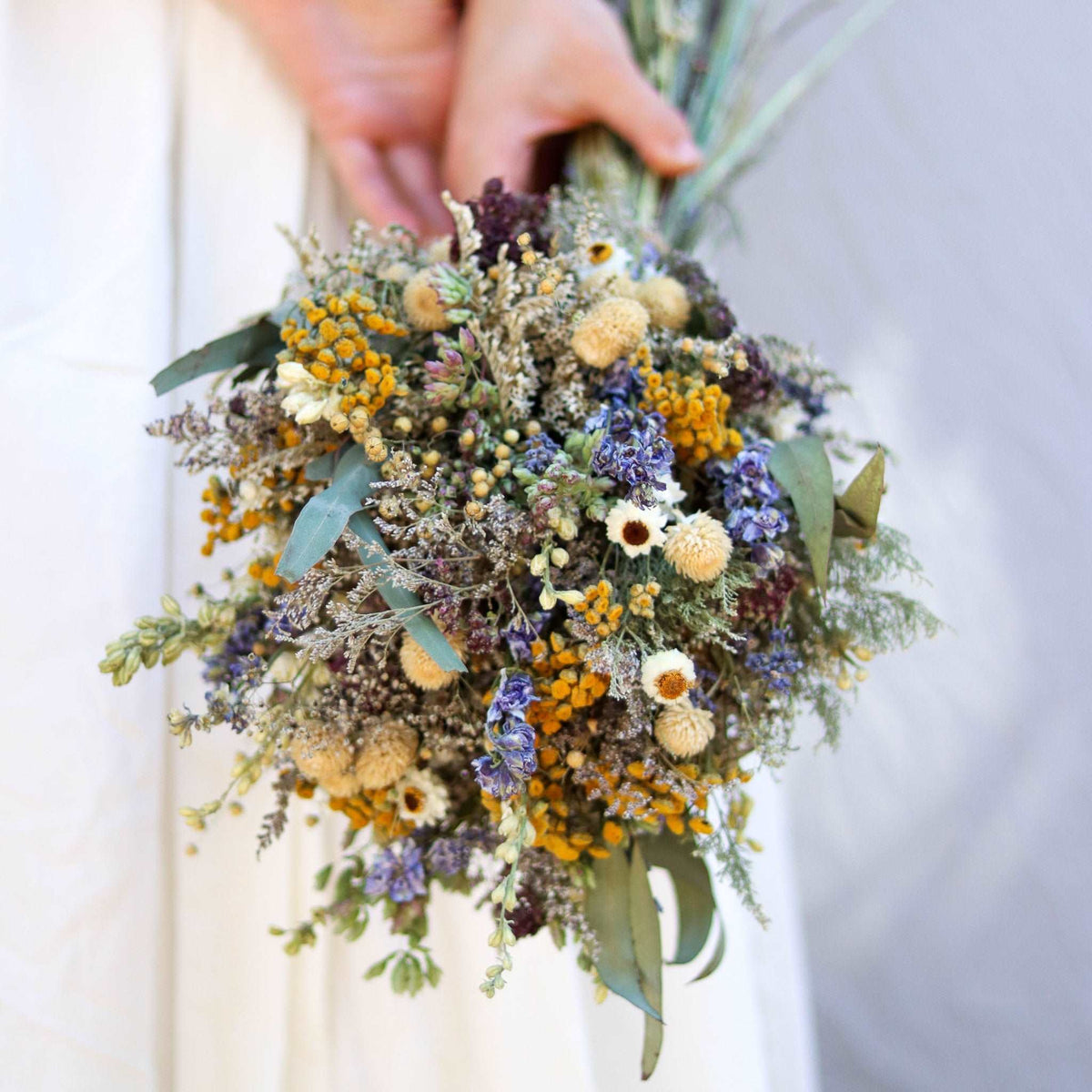 Blue Larkspur & Eucalyptus Dried Bouquet