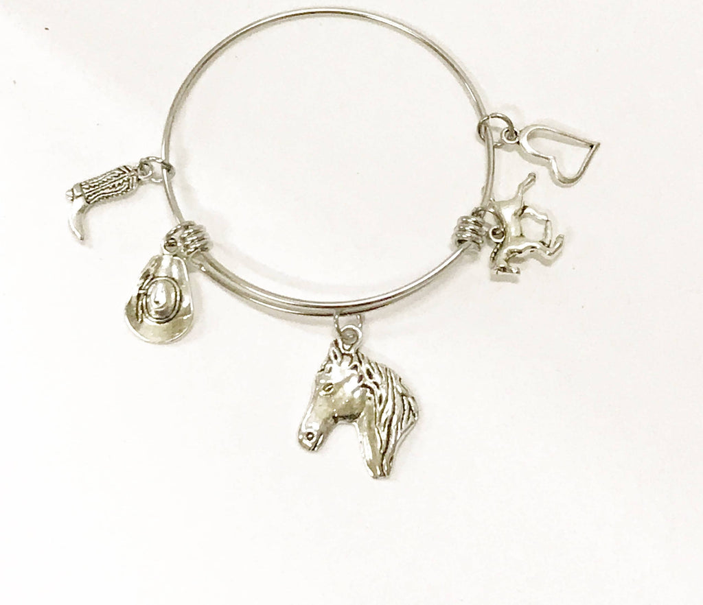 Horse Lover Charm Bangle Bracelet