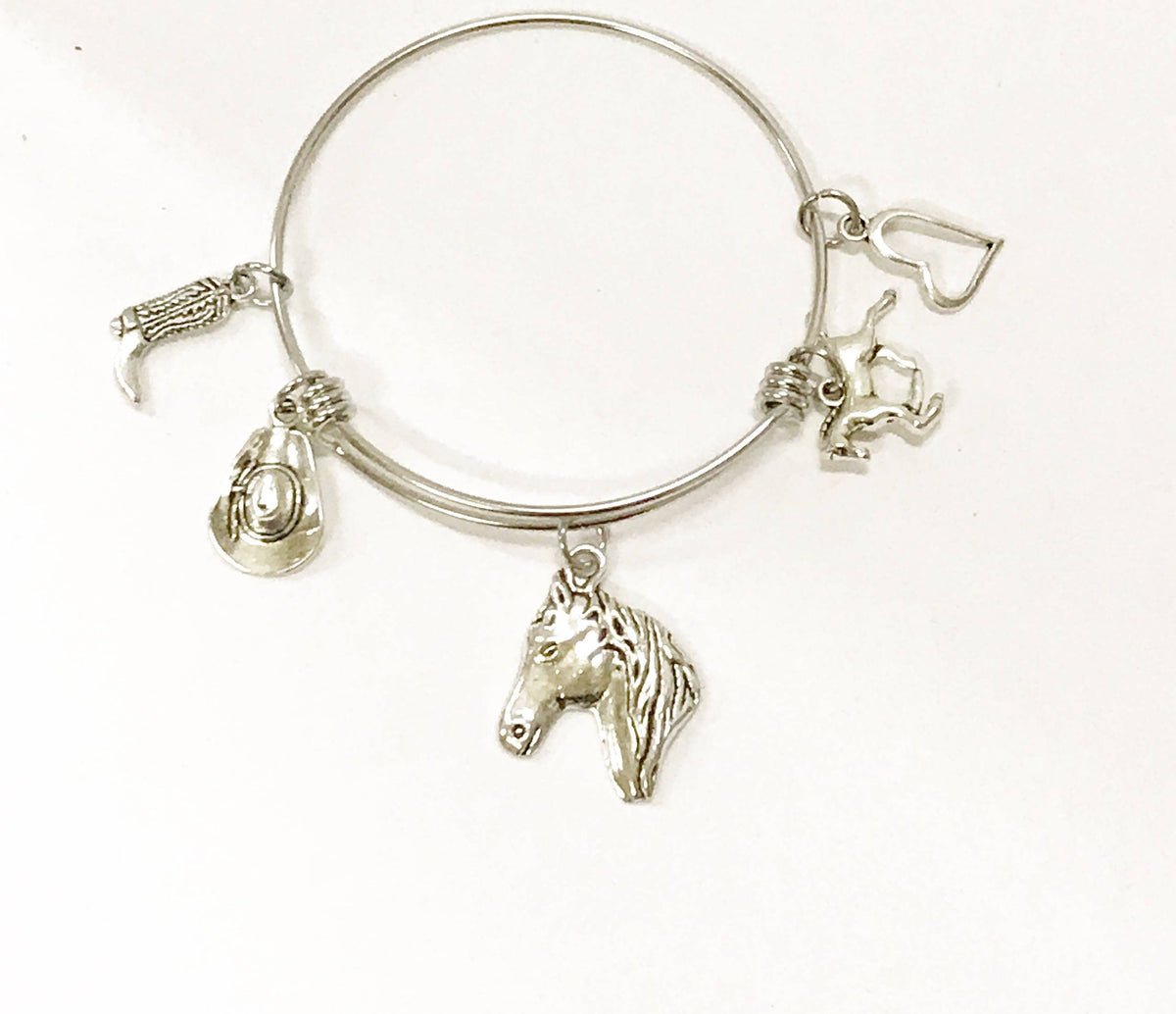 Horse Lover Charm Bangle Bracelet