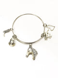 Horse Lover Charm Bangle Bracelet