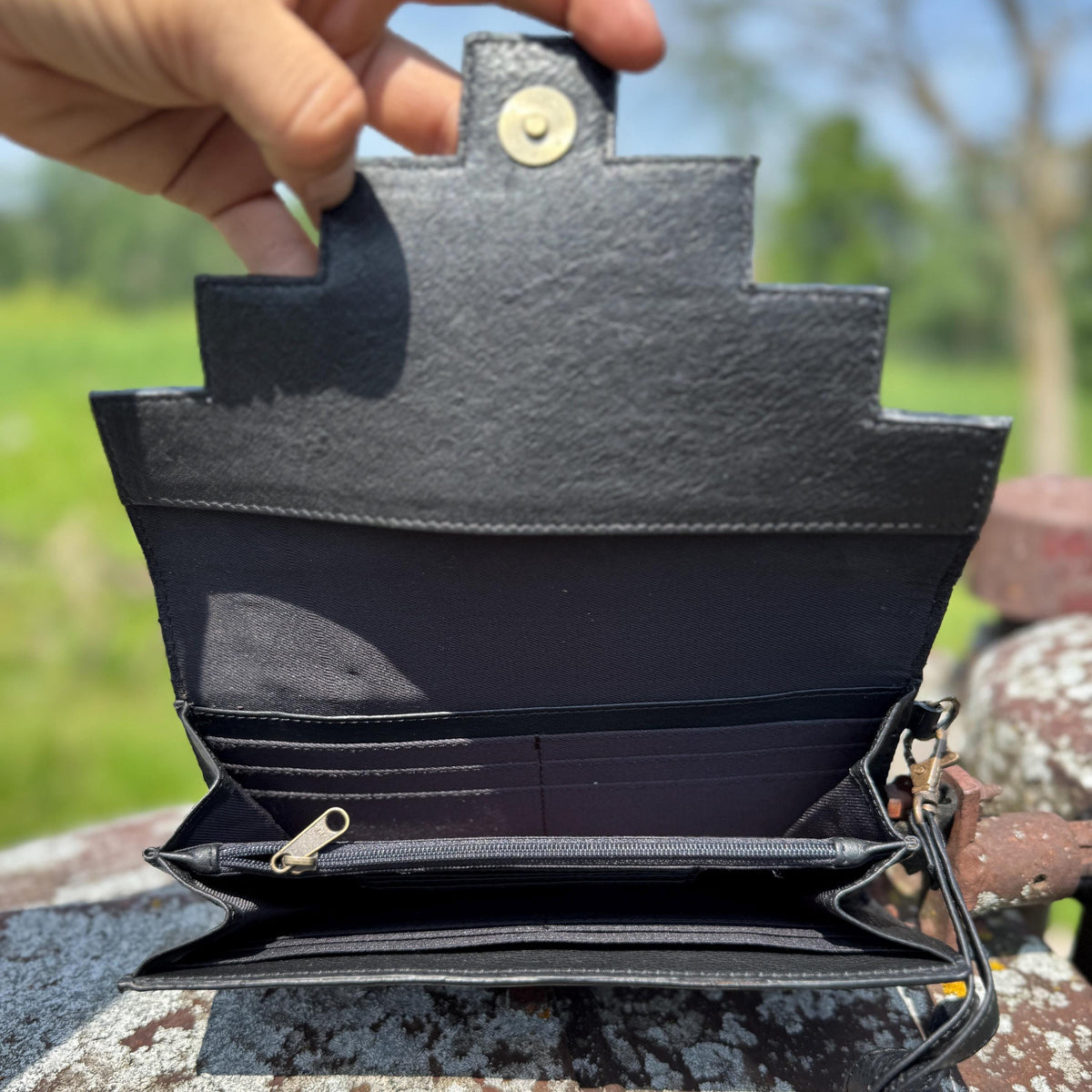 Tooled Cowhide Western Purse & Clutch