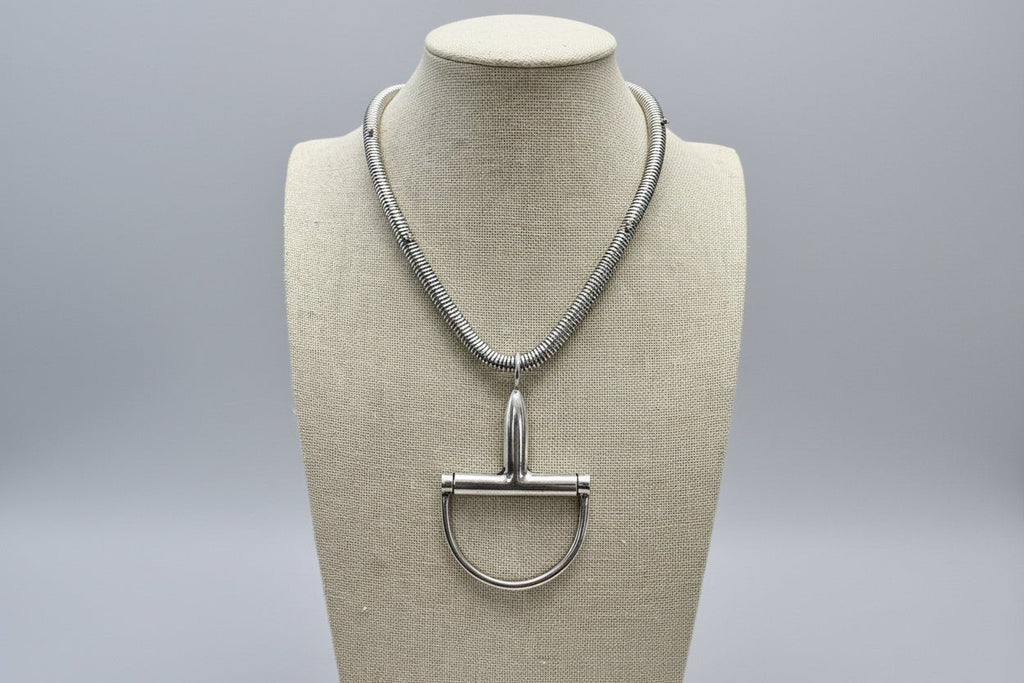 Silver Horse Bit Statement Necklace