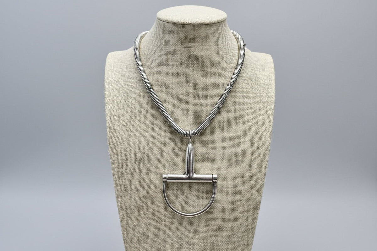 Silver Horse Bit Statement Necklace