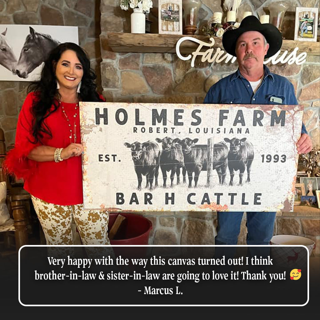 Personalized Cattle Ranch Canvas Sign