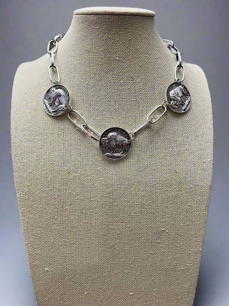 Buffalo Coin Choker & Earring Set