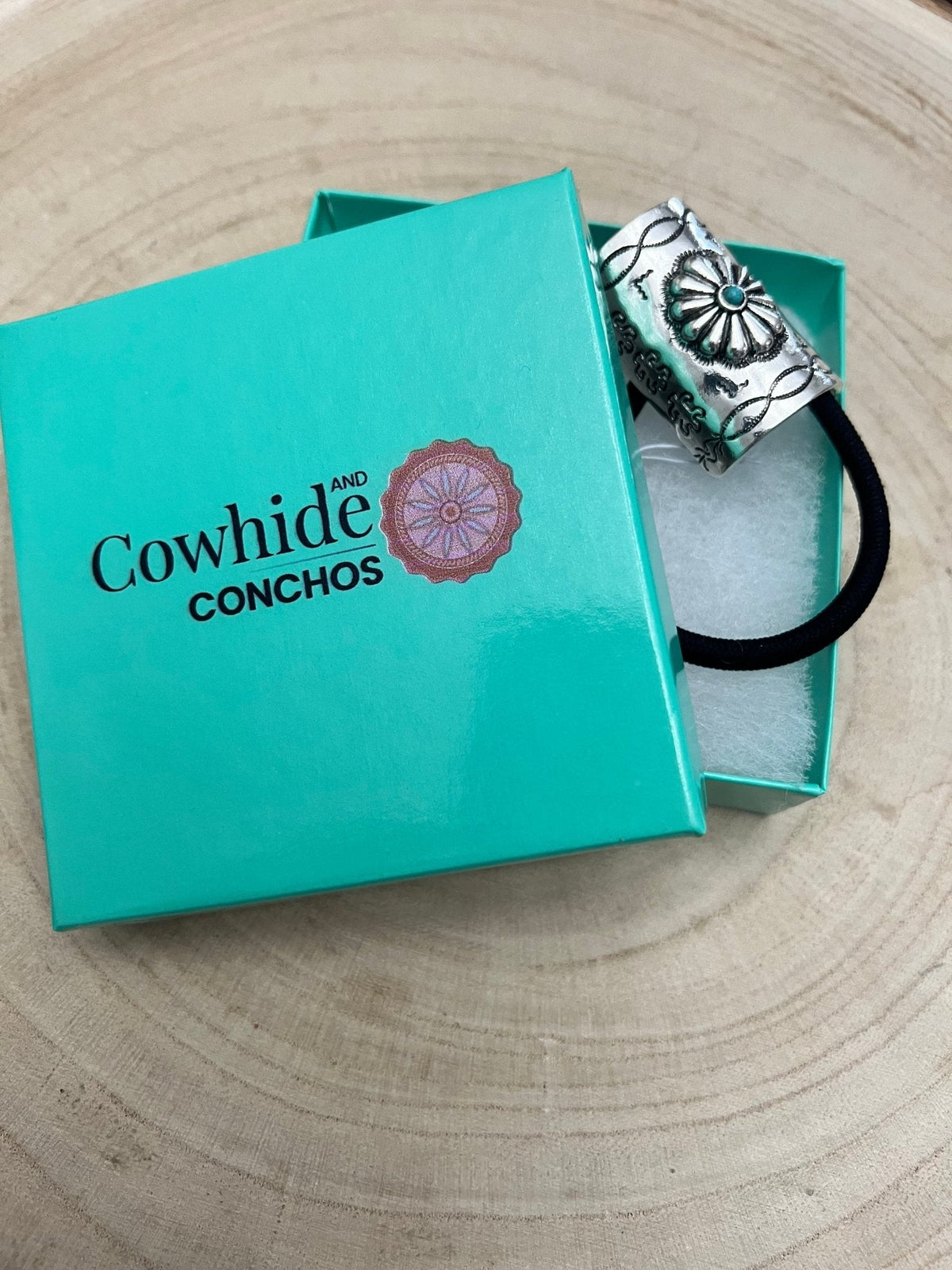 Turquoise Concho Western Hair Tie