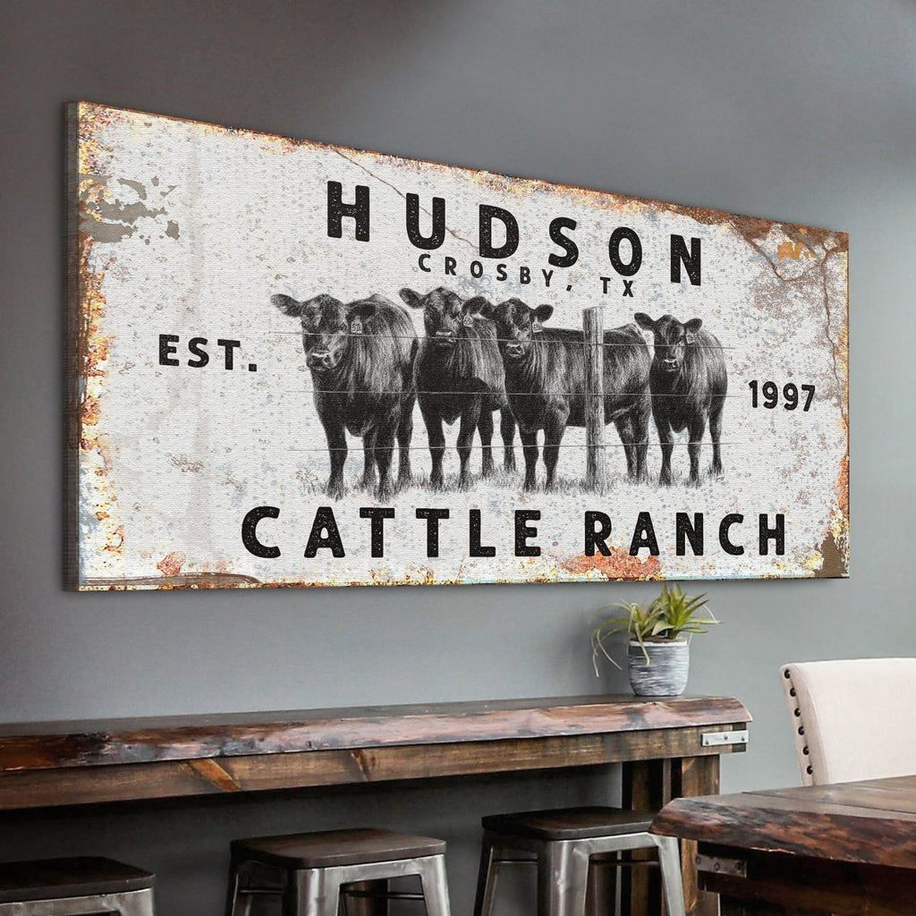 Personalized Cattle Ranch Canvas Sign